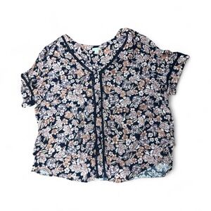 Hinge Navy and Pink Floral Top